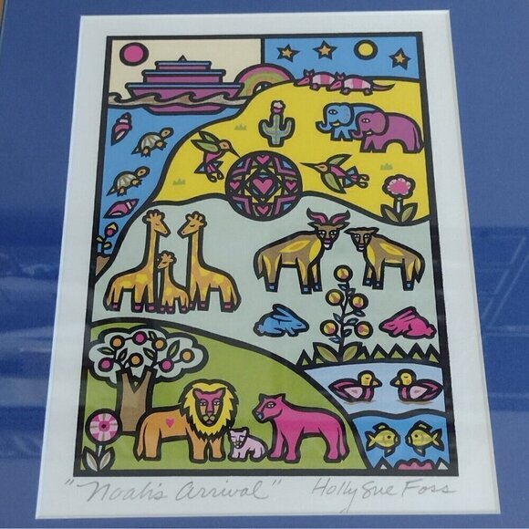 Noah's Arrival Frames Matted Holly Sue Foss Print Signed 8 X 10 - Picture 2 of 7